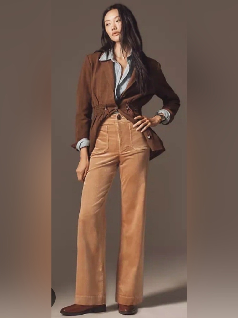 Anthropologie Maeve Collette Camel Corduroy Full Length Wide Leg Pants Women 29 - Picture 14 of 14